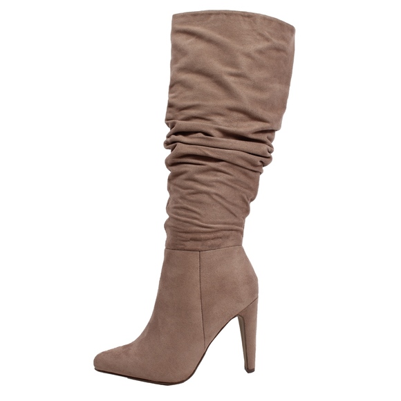 Shoes - Size 9 Taupe Faux Suede Slouchy Knee High Stiletto